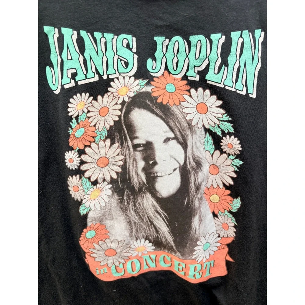 Abercrombie Kids Janis Joplin In Concert Graphic Tee Black Size 13/14  Music